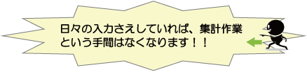 日々の入力さえしていれば、集計作業という手間はなくなります！！